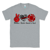 Heather Grey peace love back to red Classic Tee - Artiststas