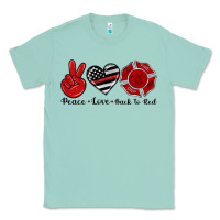 Seafoam peace love back to red Classic Tee - Artiststas