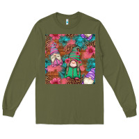 Army Green floral easter gnomes seamless pattern Long Sleeve Tee - Artiststas
