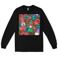 Black floral easter gnomes seamless pattern Long Sleeve Tee - Artiststas