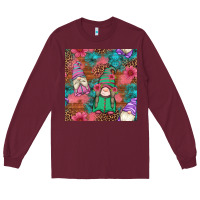 Burgundy floral easter gnomes seamless pattern Long Sleeve Tee - Artiststas