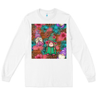 White floral easter gnomes seamless pattern Long Sleeve Tee - Artiststas