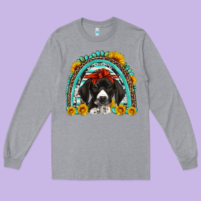 German Shorthaired Pointer Western Rainbow Long Sleeve Tee Designed By Artiststas