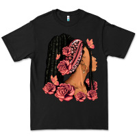 Black Pink roses afro woman Premium Tee - RanaPortraitStore