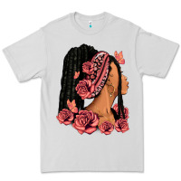 Dove Grey Pink roses afro woman Premium Tee - RanaPortraitStore