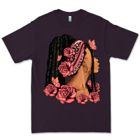 Plum Pink roses afro woman Premium Tee - RanaPortraitStore