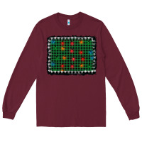 Burgundy christmas buffalo plaid and lights background Long Sleeve Tee - AdoDesignShop