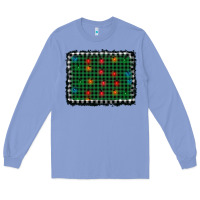 Colony Blue christmas buffalo plaid and lights background Long Sleeve Tee - AdoDesignShop