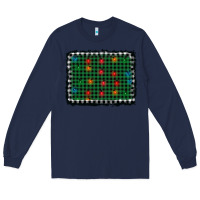 Navy christmas buffalo plaid and lights background Long Sleeve Tee - AdoDesignShop