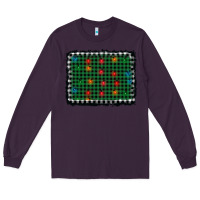 Plum christmas buffalo plaid and lights background Long Sleeve Tee - AdoDesignShop