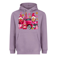 Lavender Pink christmas gnomes truck Heavyweight Hoodie - NancyCooperArtShop