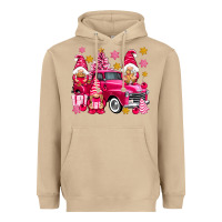 Mushroom Pink christmas gnomes truck Heavyweight Hoodie - NancyCooperArtShop