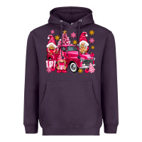 Plum Pink christmas gnomes truck Heavyweight Hoodie - NancyCooperArtShop