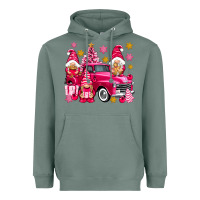 Sage Pink christmas gnomes truck Heavyweight Hoodie - NancyCooperArtShop