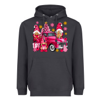 Smoke Pink christmas gnomes truck Heavyweight Hoodie - NancyCooperArtShop