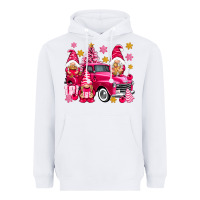 White Pink christmas gnomes truck Heavyweight Hoodie - NancyCooperArtShop