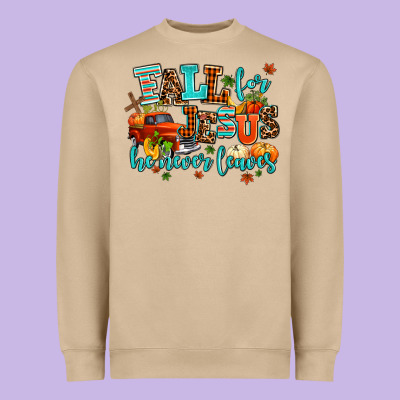 Fall For Jesus He Never Leaves Heavyweight Sweatshirt Designed By Adodesignshop
