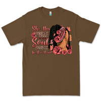 Cacao She has fire in her soul afro woman Premium Tee - RanaPortraitStore