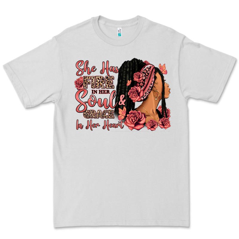 She Has Fire In Her Soul Afro Woman Premium Tee by RanaPortraitStore | Teevron
