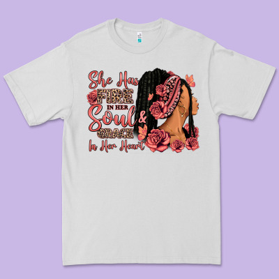 Premium Tee She has fire in her soul afro woman