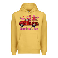 Antique Gold happy valentine's day truck hearts Premium Hoodie - RanaPortraitStore