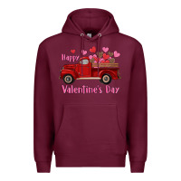 Burgundy happy valentine's day truck hearts Premium Hoodie - RanaPortraitStore