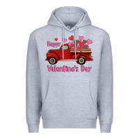 Heather Grey happy valentine's day truck hearts Premium Hoodie - RanaPortraitStore