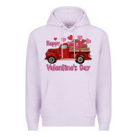 Lilac happy valentine's day truck hearts Premium Hoodie - RanaPortraitStore