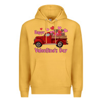 Mustard happy valentine's day truck hearts Premium Hoodie - RanaPortraitStore