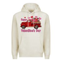 Oatmeal Heather happy valentine's day truck hearts Premium Hoodie - RanaPortraitStore