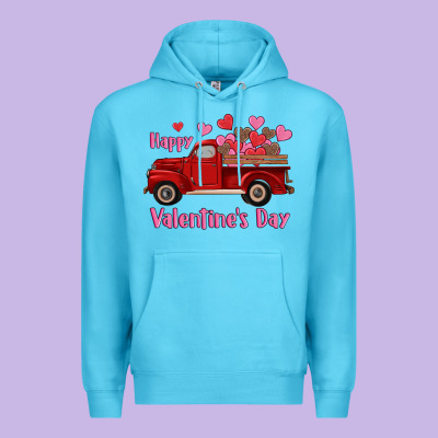 Happy Valentine's Day Truck Hearts Premium Hoodie Designed By Ranaportraitstore