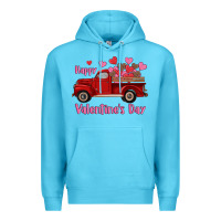 Ocean Blue happy valentine's day truck hearts Premium Hoodie - RanaPortraitStore