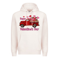 Pale Pink happy valentine's day truck hearts Premium Hoodie - RanaPortraitStore