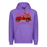 Purple happy valentine's day truck hearts Premium Hoodie - RanaPortraitStore