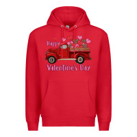 Red happy valentine's day truck hearts Premium Hoodie - RanaPortraitStore