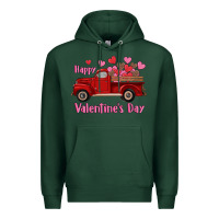 Sports Green happy valentine's day truck hearts Premium Hoodie - RanaPortraitStore
