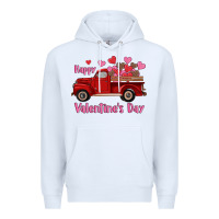 White happy valentine's day truck hearts Premium Hoodie - RanaPortraitStore