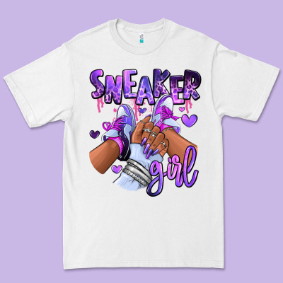 Premium Tee Purple galaxy sneaker girl