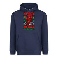 Navy merry christmas lightning bolt Heavyweight Hoodie - MaliasSmallBusiness