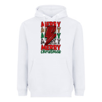 White merry christmas lightning bolt Heavyweight Hoodie - MaliasSmallBusiness