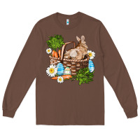 Chestnut easter bunny in basket wıth carrot and eggs Long Sleeve Tee - AdoDesignShop