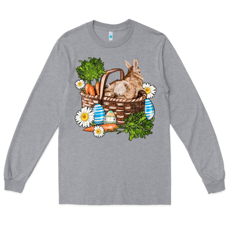 Easter Bunny In Basket Wıth Carrot And Eggs Long Sleeve Tee by AdoDesignShop | Teevron