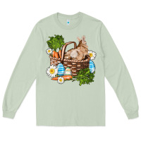 Matcha easter bunny in basket wıth carrot and eggs Long Sleeve Tee - AdoDesignShop