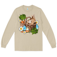 Mushroom easter bunny in basket wıth carrot and eggs Long Sleeve Tee - AdoDesignShop