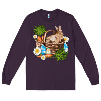 Plum easter bunny in basket wıth carrot and eggs Long Sleeve Tee - AdoDesignShop