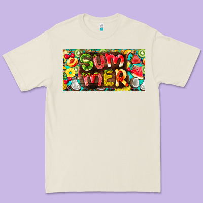 Summer With Fruits License Plate Premium Tee Designed By Barkaloodesign