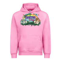 Fuchsia Pink Happy Easter Day rainbow Urban Hoodie - HowdyJamesFarm