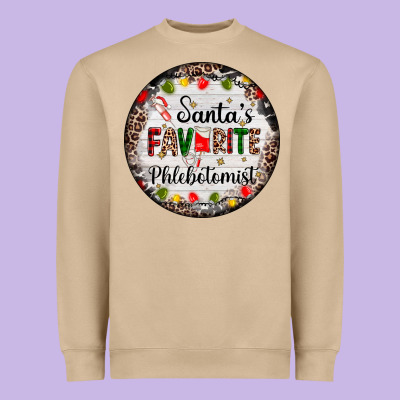 Christmas Santas Favorite Phlebotomist Light Heavyweight Sweatshirt Designed By Adodesignshop