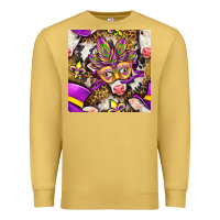 Antique Gold Mardi Gras cow with carnival mask seamless pattern Premium Sweatshirt - BundleAndBundleShop