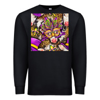 Black Mardi Gras cow with carnival mask seamless pattern Premium Sweatshirt - BundleAndBundleShop